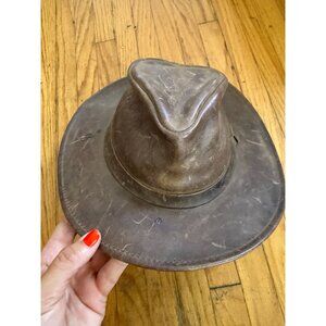 Goorin Bros Grenadier Sporting Goods Leather Fedora Hat – Size S (21″)